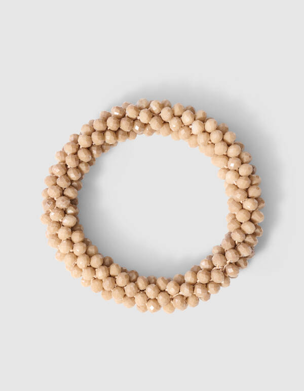 Beaded Haarelastiek Beige SHOEBY ACCESSOIRES
