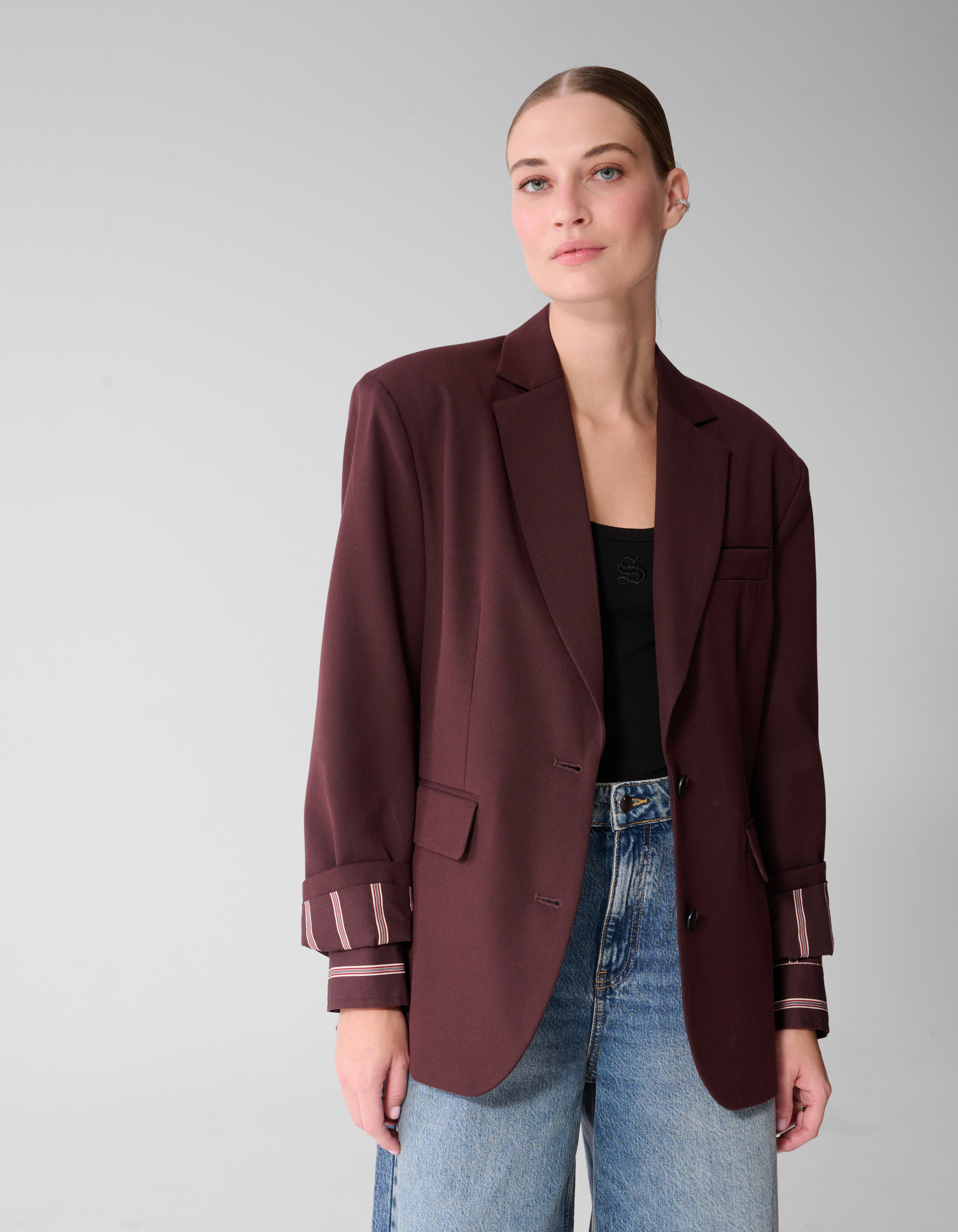 Double Layered Blazer Donkerrood By Mieke SHOEBY WOMEN