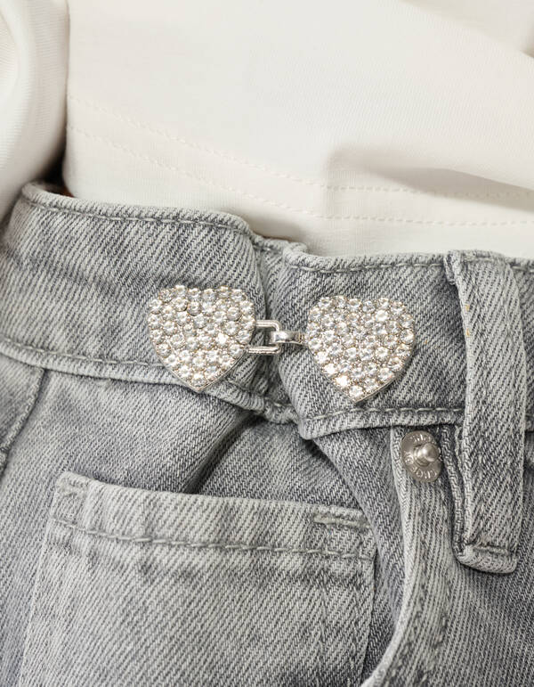 Strass Heart Jeans Pins Zilver SHOEBY ACCESSOIRES