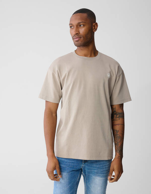 Spark Embroidery T-shirt Lichtbruin SHOEBY MEN