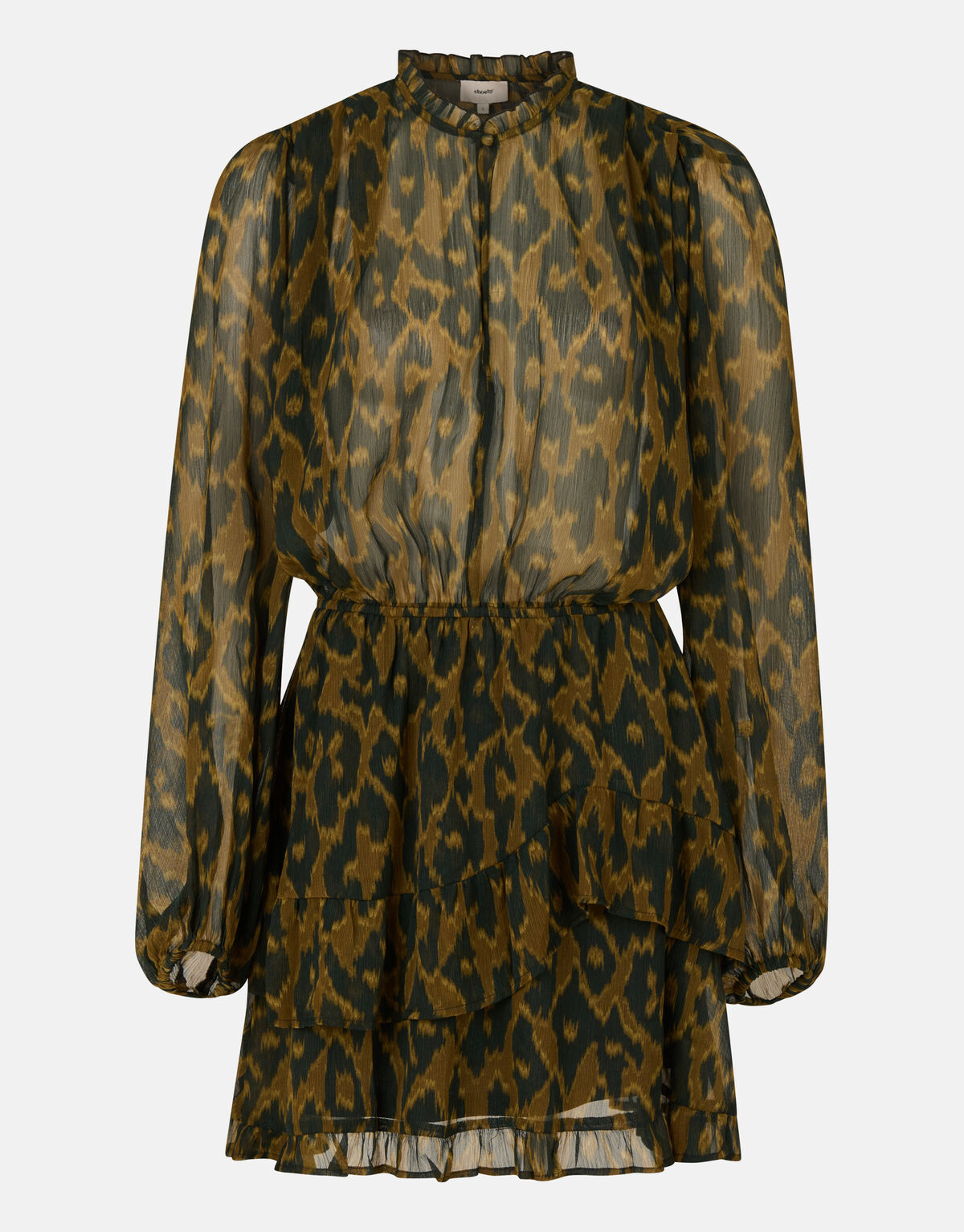 Leopard Print Jurk Donkergroen SHOEBY WOMEN