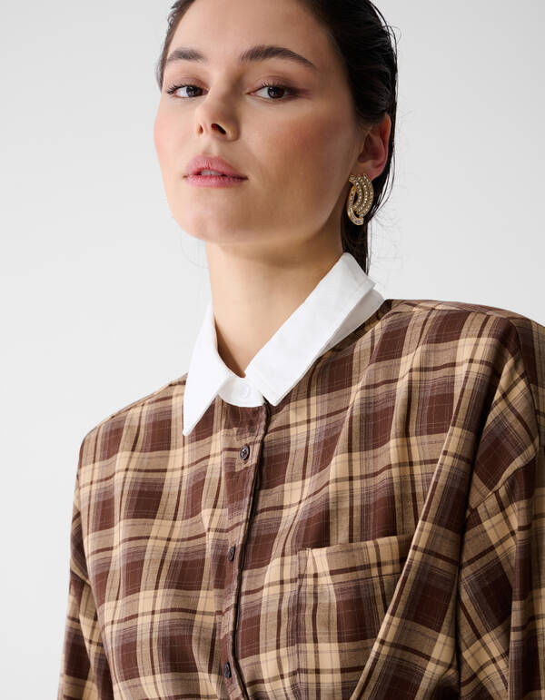 Oversized Ruiten Blouse Bruin SHOEBY WOMEN