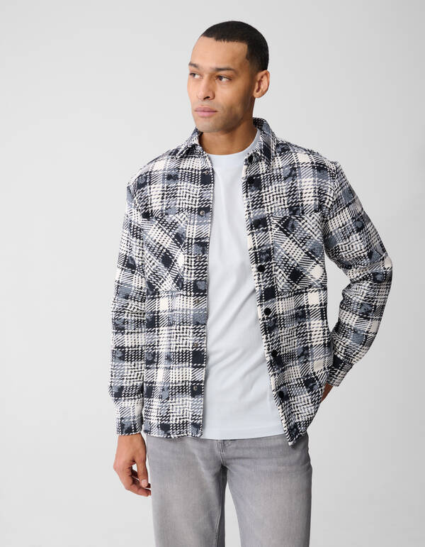 Printed Ruiten Overshirt Blauw SHOEBY MEN