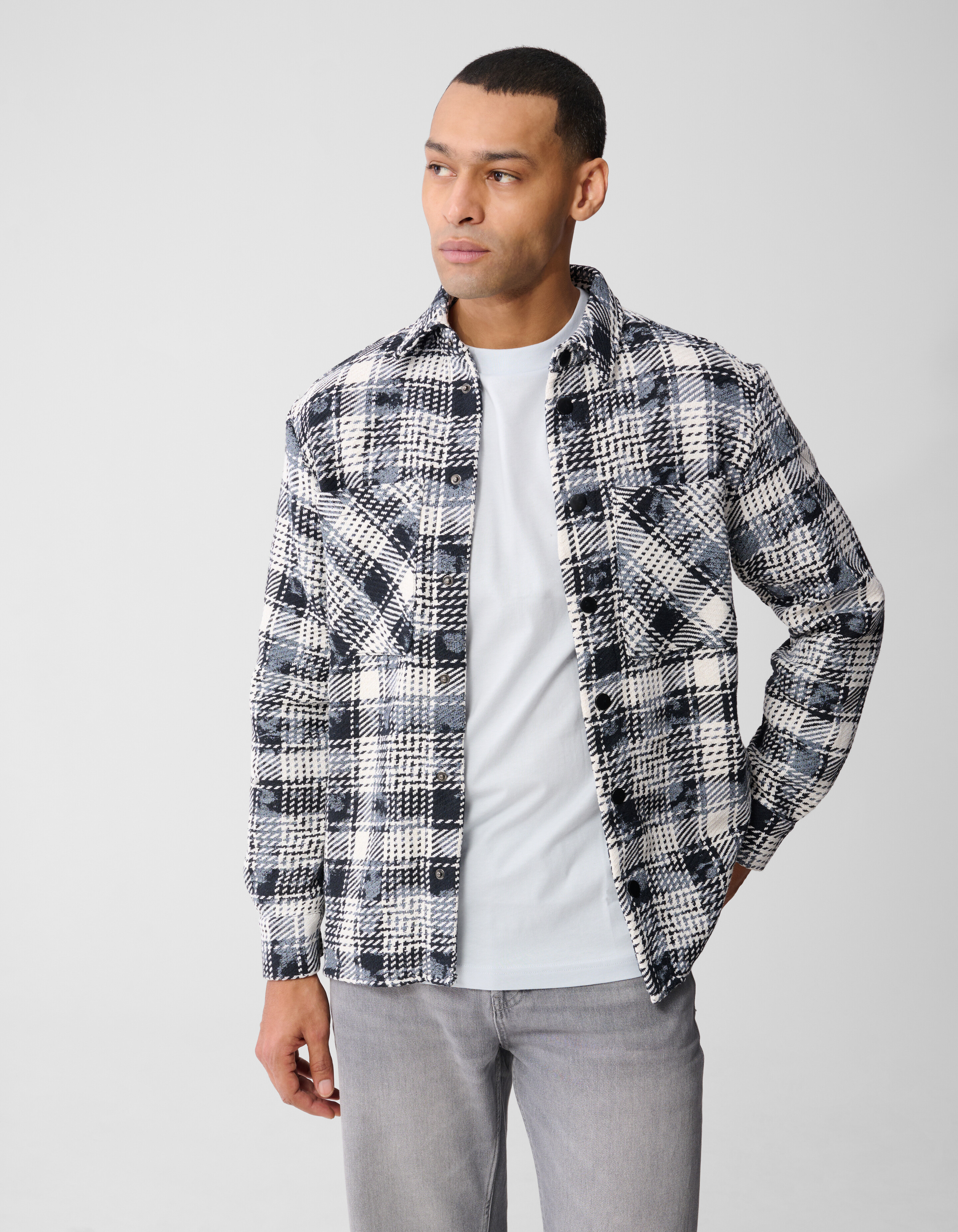 Printed Ruiten Overshirt Blauw SHOEBY MEN