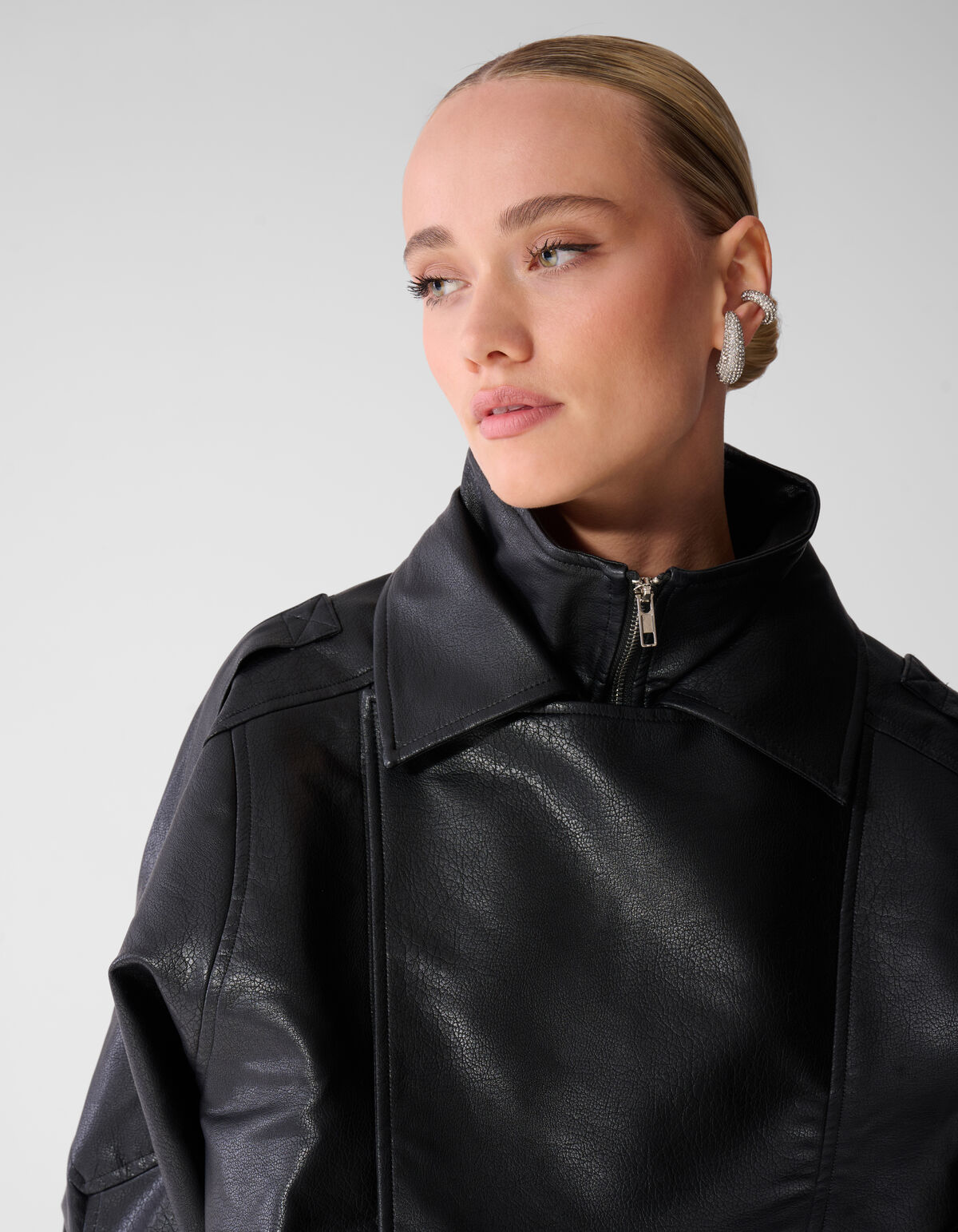 Faux Leather Funnel Neck Jack Zwart SHOEBY WOMEN