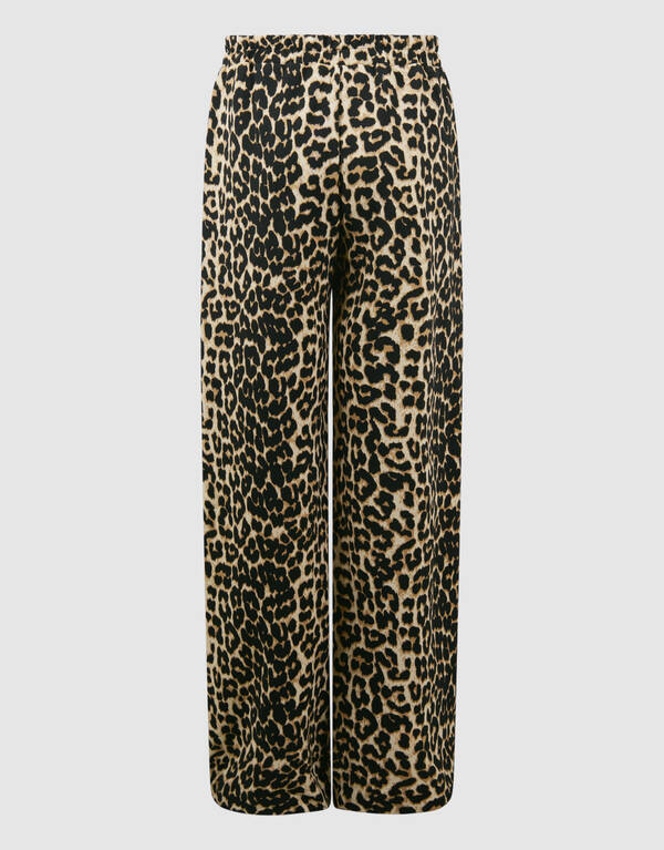 Leopard Wide Leg Fit Broek Bruin SHOEBY GIRLS