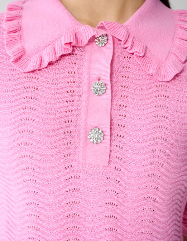 Gebreide Ruffle Polo Roze SHOEBY WOMEN