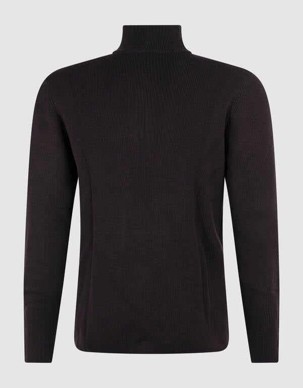 Half Zip Gebreide Trui Donkerbruin SHOEBY MEN