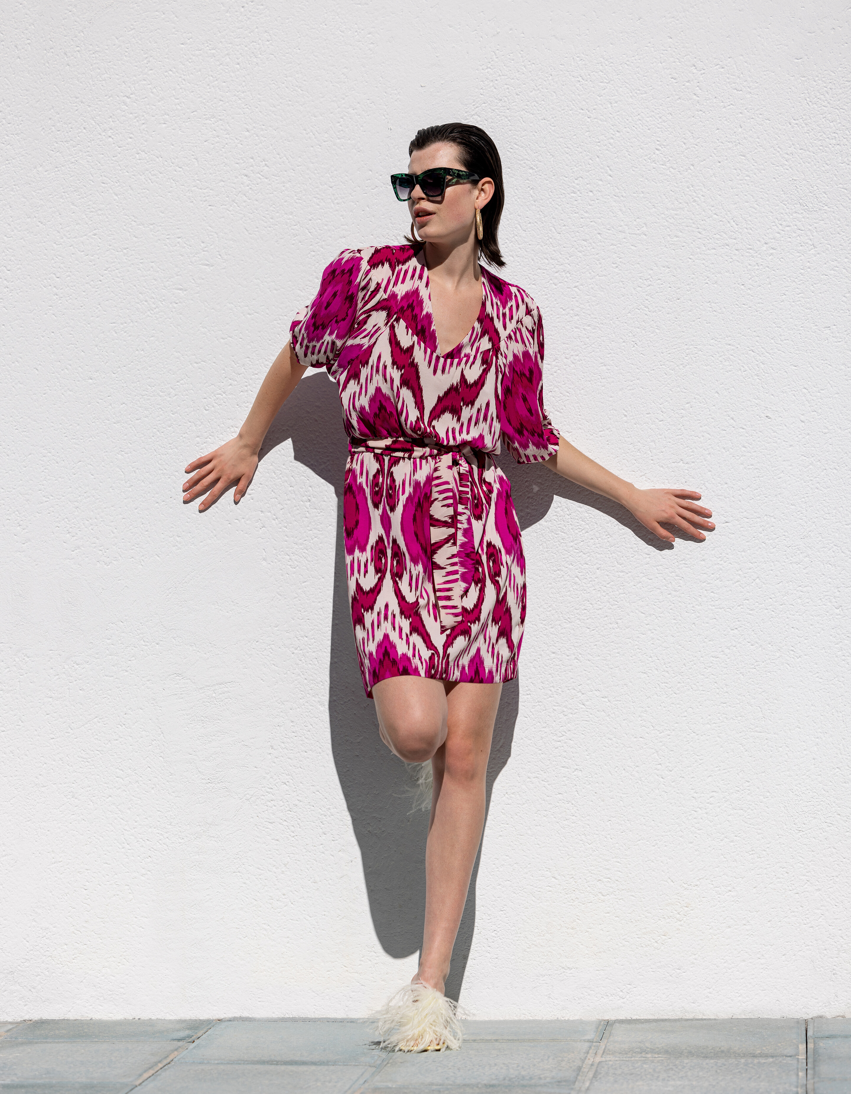 Grafische Print Jurk Roze SHOEBY WOMEN