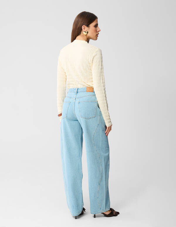 Structuur Longsleeve Top Gebroken Wit SHOEBY WOMEN