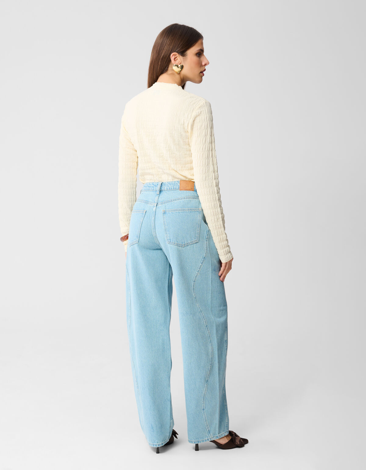 Structuur Longsleeve Top Gebroken Wit SHOEBY WOMEN