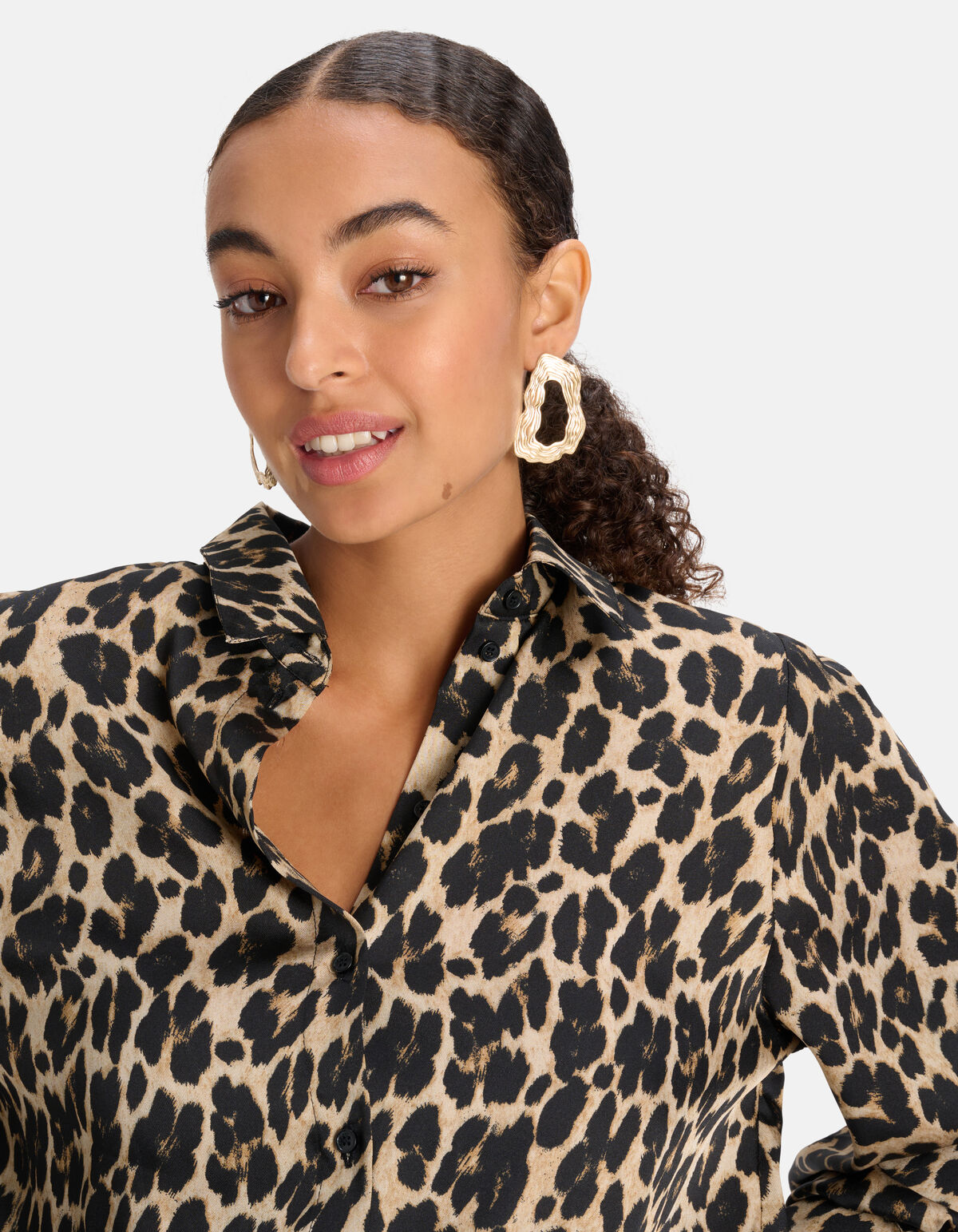 Leopard Print Blouse Taupe SHOEBY WOMEN