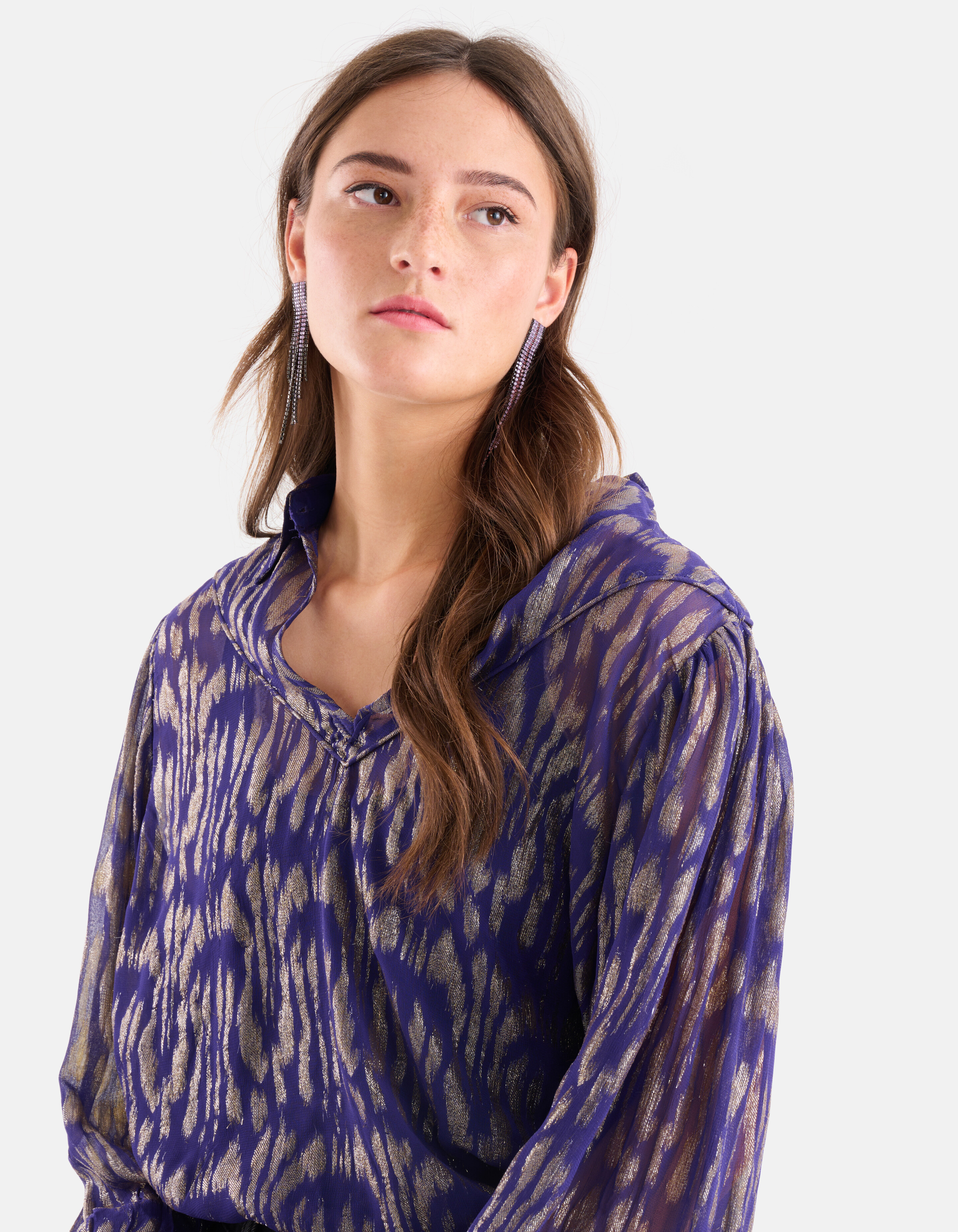 Jacquard Lurex Blouse Paars SHOEBY WOMEN