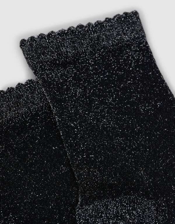 Glitter Sokken Zwart/Zilver SHOEBY ACCESSOIRES