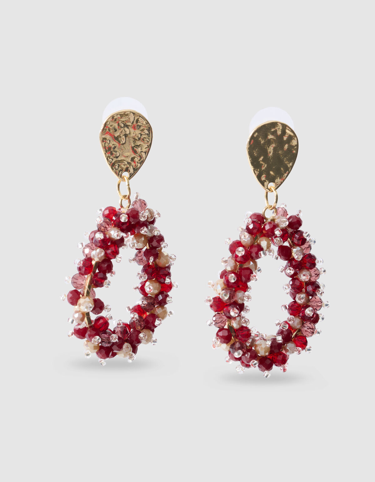 Beaded Druppel Oorbellen Donkerrood SHOEBY ACCESSOIRES