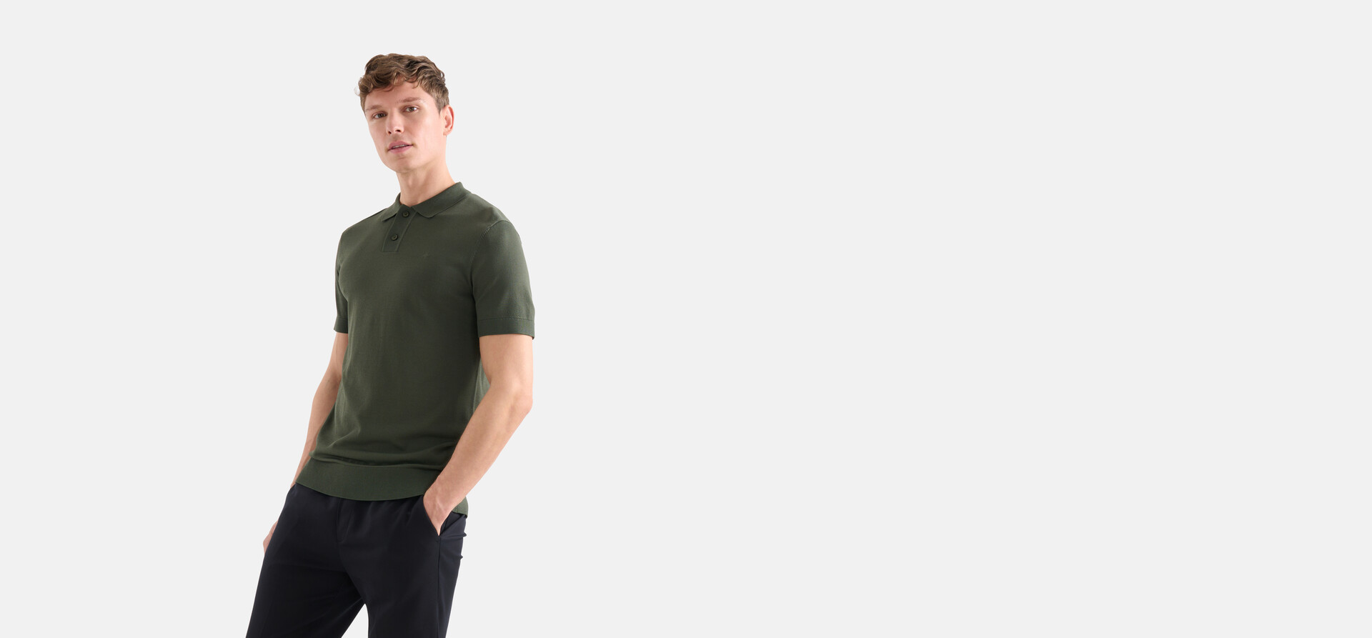 Gebreide Polo Donkergroen SHOEBY MEN
