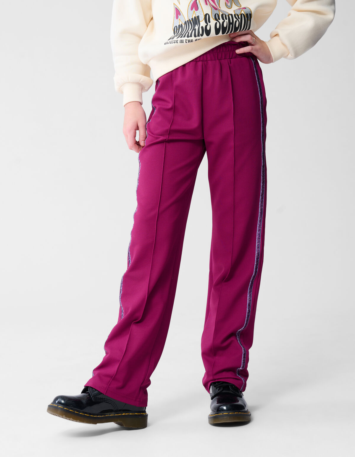 Glitter Stripe Wide Leg Broek Roze SHOEBY GIRLS