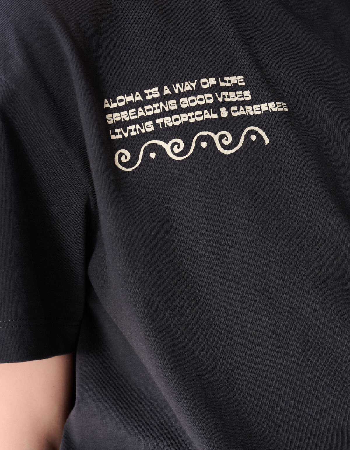 Aloha Vibes Artwork T-shirt Donkergrijs SHOEBY GIRLS