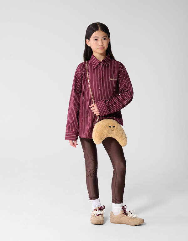 Lace Pinstripe Oversized Fit Blouse Donkerrood SHOEBY GIRLS