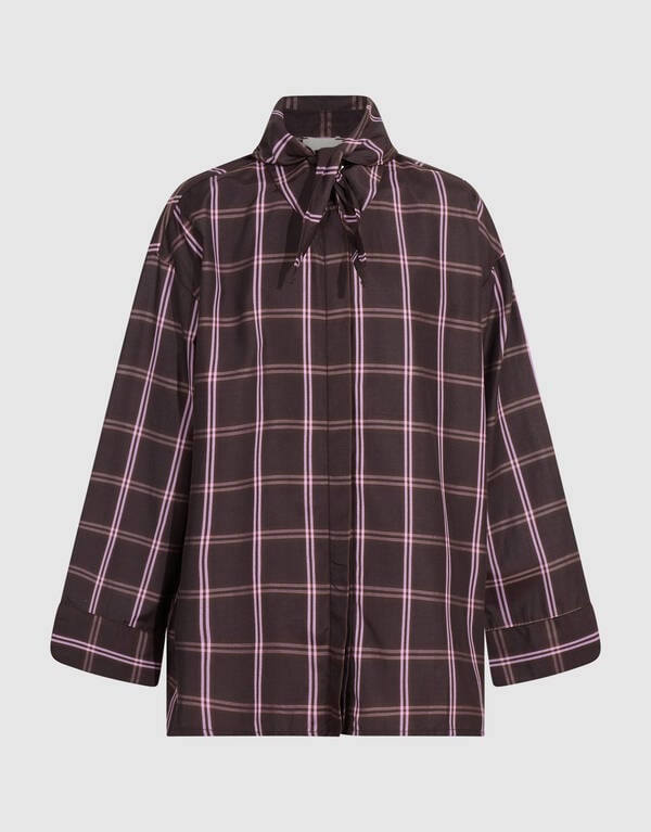 Oversized Ruiten Scarf Blouse Donkerbruin SHOEBY GIRLS