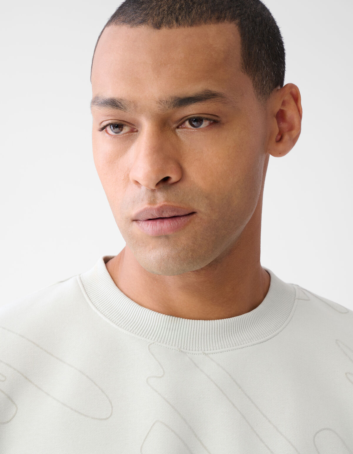 Flock Print Sweater Lichtgrijs SHOEBY MEN