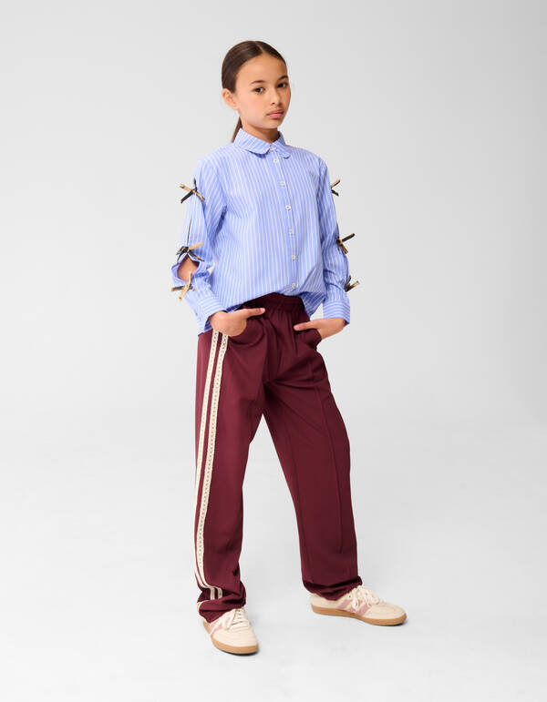 Sporty Wide Leg Broek Donkerrood SHOEBY GIRLS