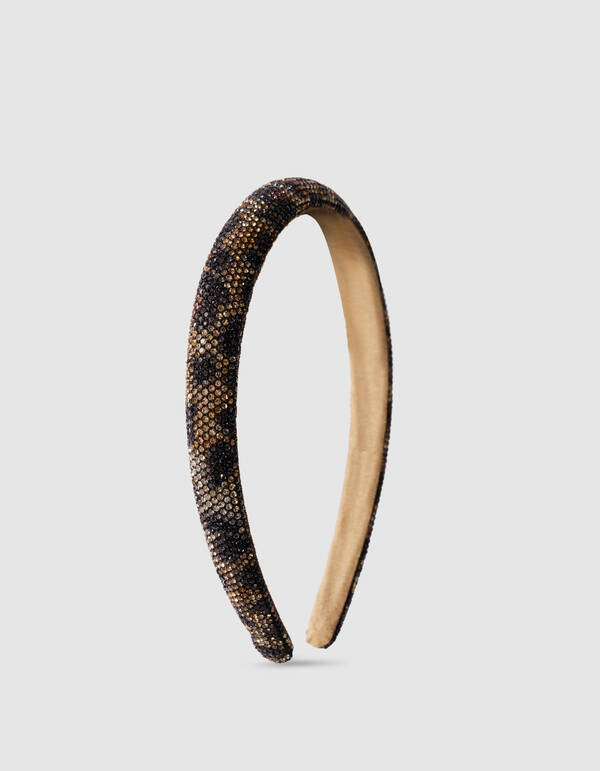 Strass Leopard Haarband Bruin SHOEBY ACCESSOIRES