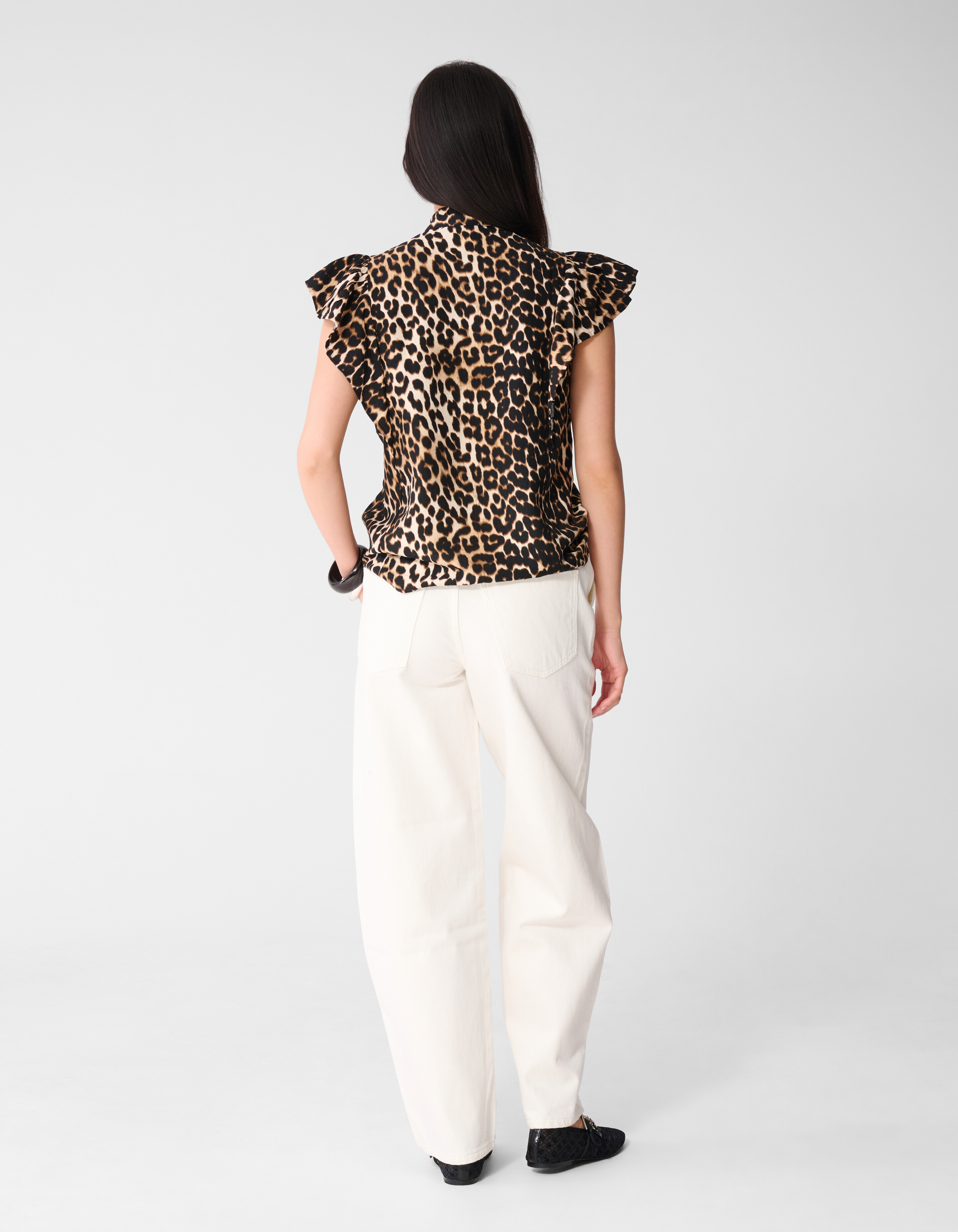 Leopard Ruffle Top Bruin SHOEBY WOMEN