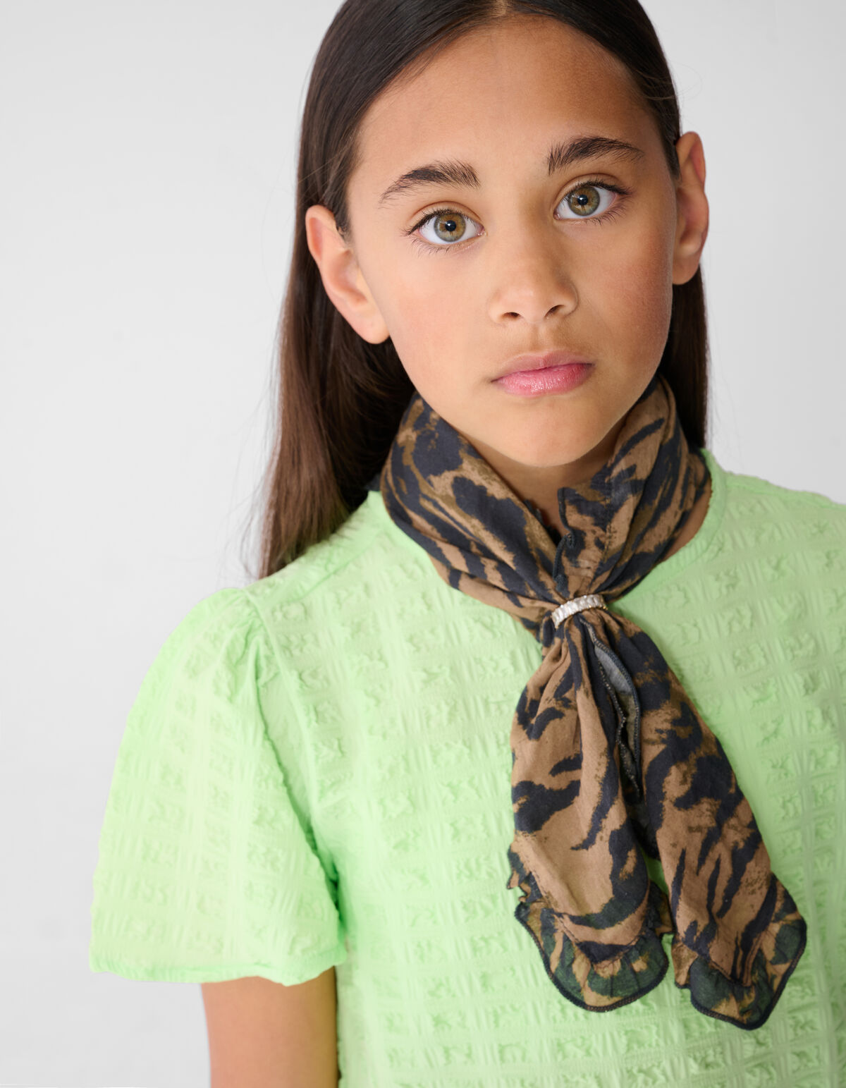 Crinkle Peplum Top Lichtgroen SHOEBY GIRLS