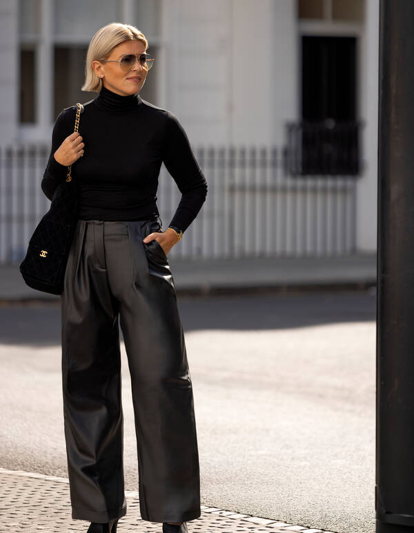 Vegan Leren Barrel Fit Broek Zwart By Lonneke SHOEBY WOMEN