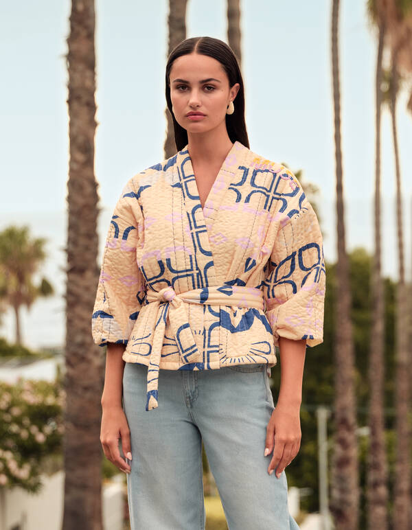 Artwork Kimono Jacket Geel SHOEBY WOMEN
