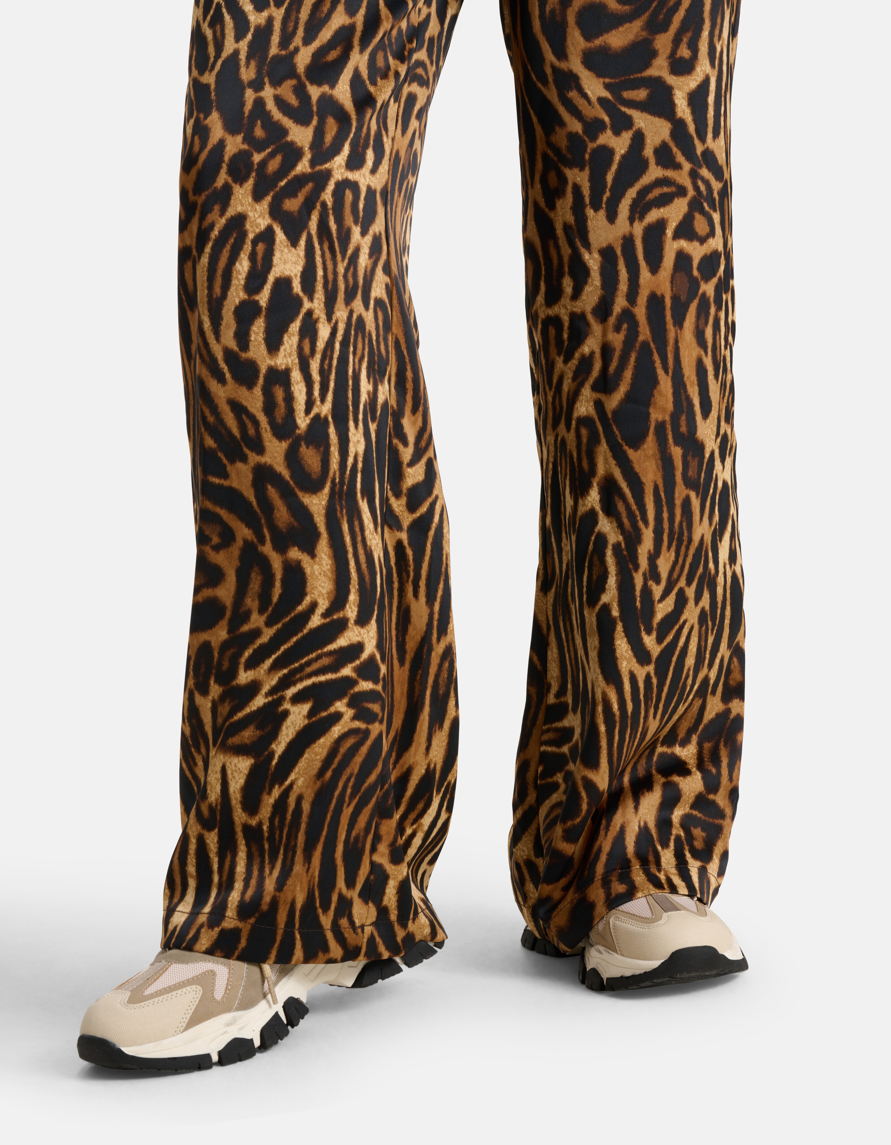 Satijnen Leopard Print Broek Bruin SHOEBY WOMEN