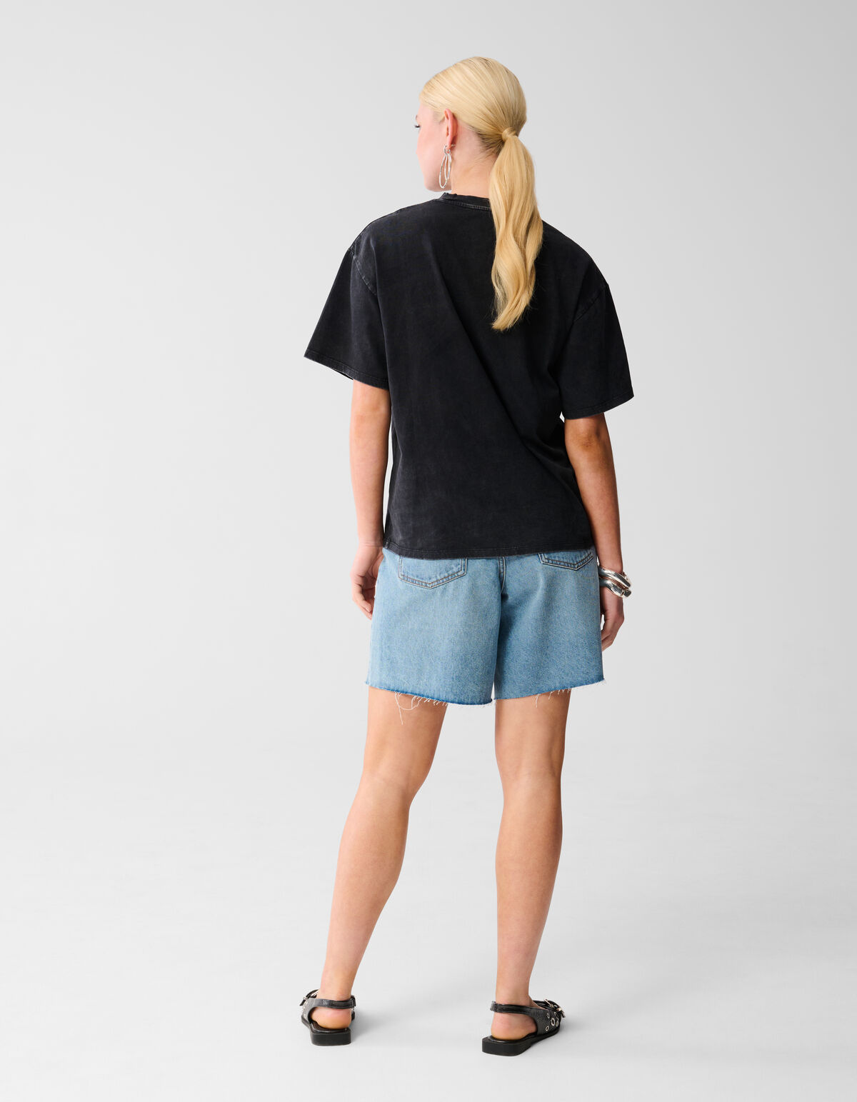 Parel Washed T-shirt Donkergrijs SHOEBY WOMEN
