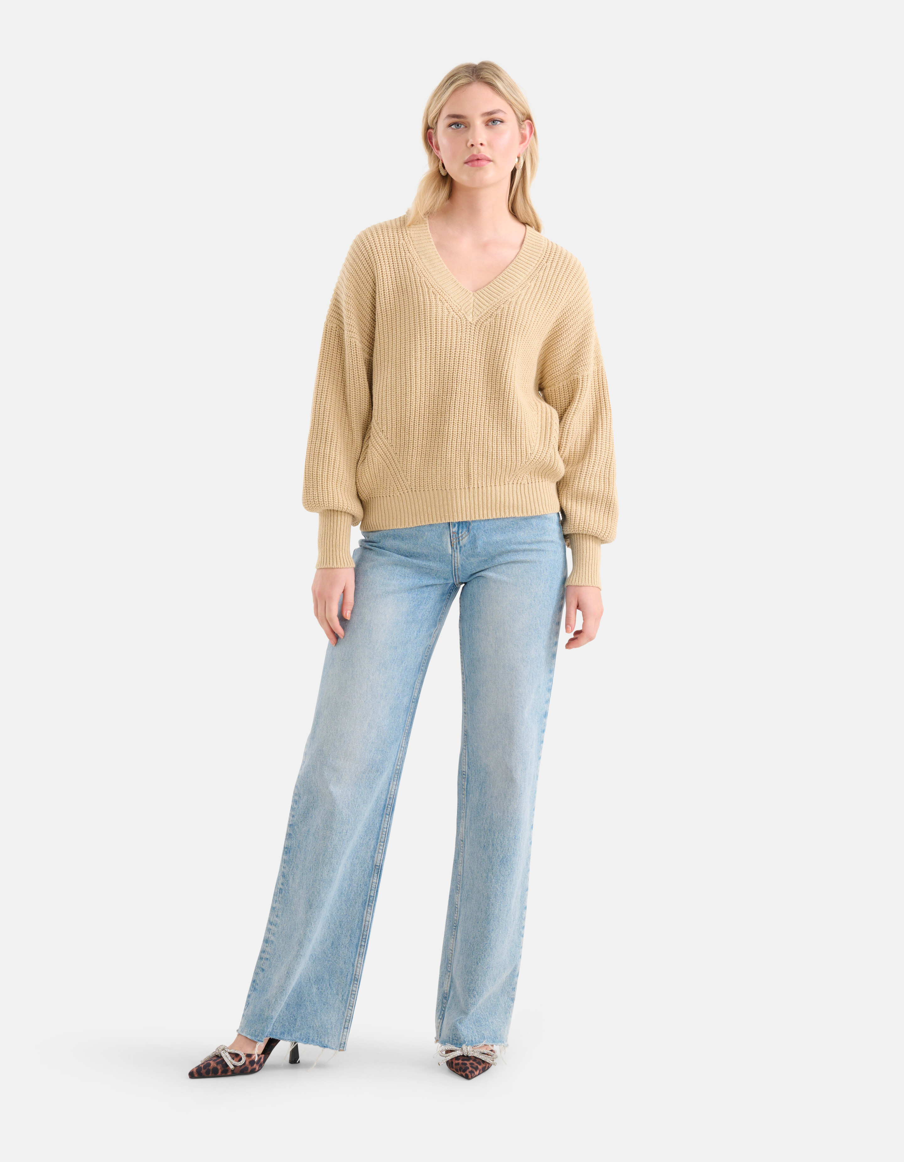V-hals Trui Beige SHOEBY WOMEN