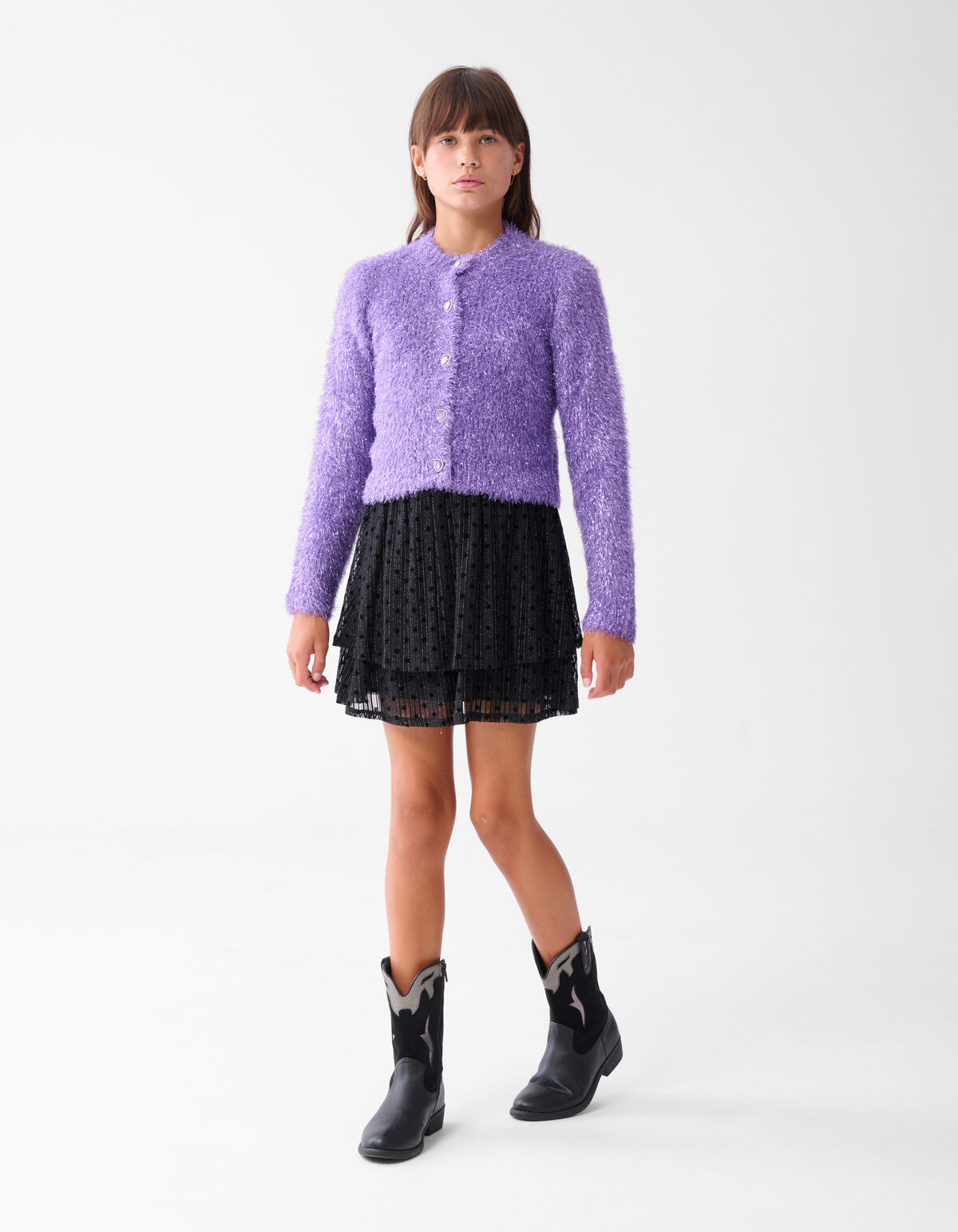 Fluffy Glitter Vest Paars SHOEBY GIRLS