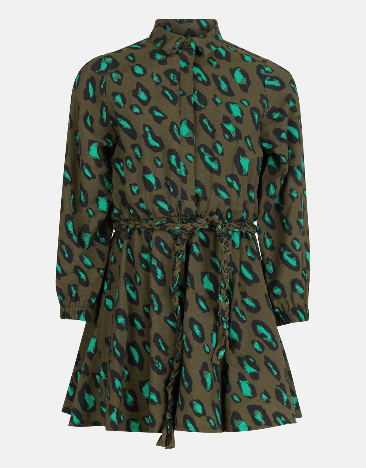 Leopard Jurk Donkergroen SHOEBY GIRLS