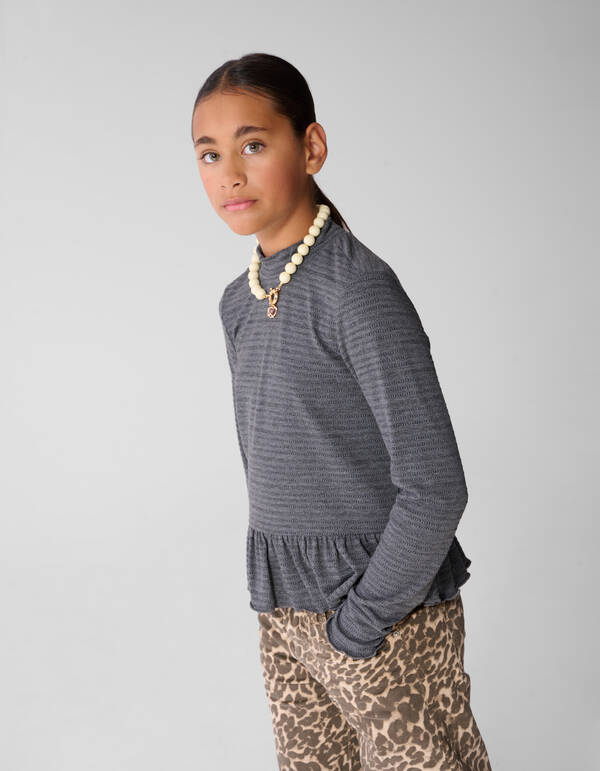 Volant Top Grijs SHOEBY GIRLS