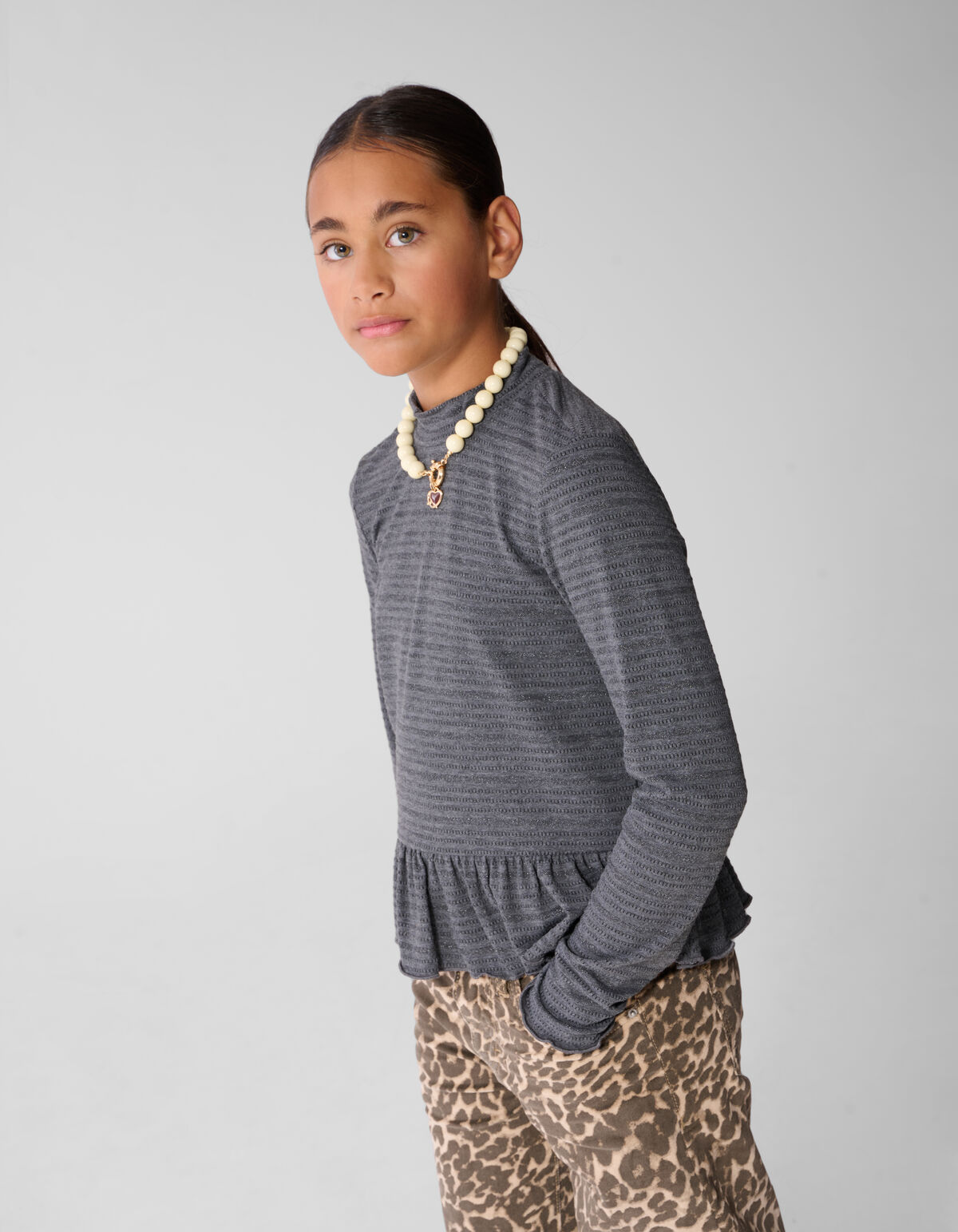 Volant Top Grijs SHOEBY GIRLS