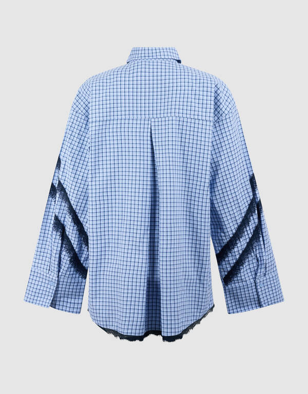Kanten Ruiten Blouse Blauw SHOEBY WOMEN
