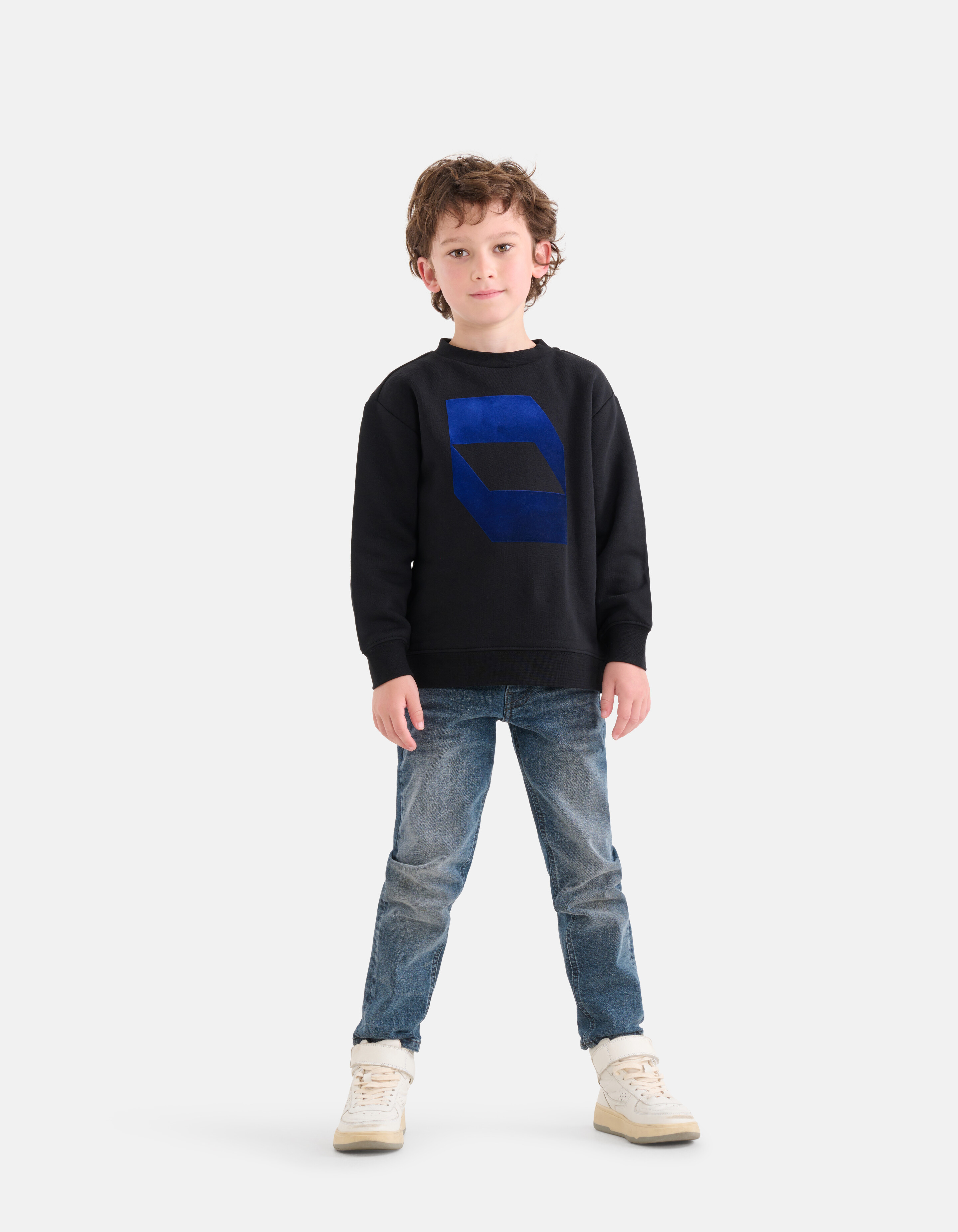 Flock Detail Sweater Zwart SHOEBY BOYS