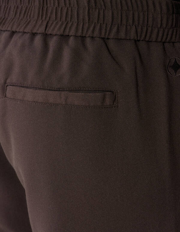 Straight Fit Pintuck Broek Donkerbruin SHOEBY MEN