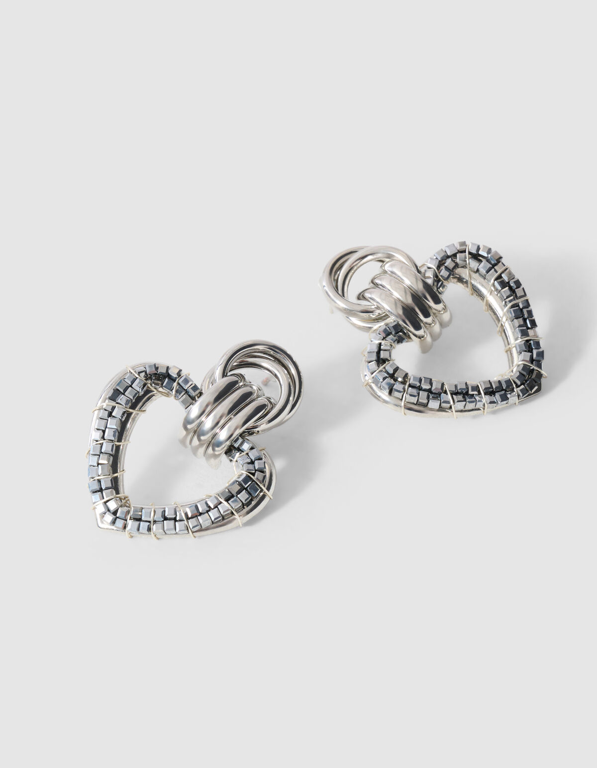 Beaded Heart Oorbellen Zilver SHOEBY ACCESSOIRES