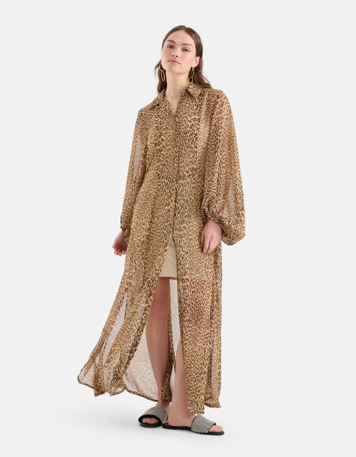 Cheetah Maxi Jurk Bruin SHOEBY WOMEN