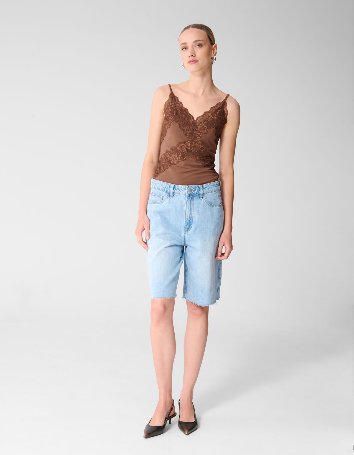 Kanten Singlet Top Bruin SHOEBY WOMEN