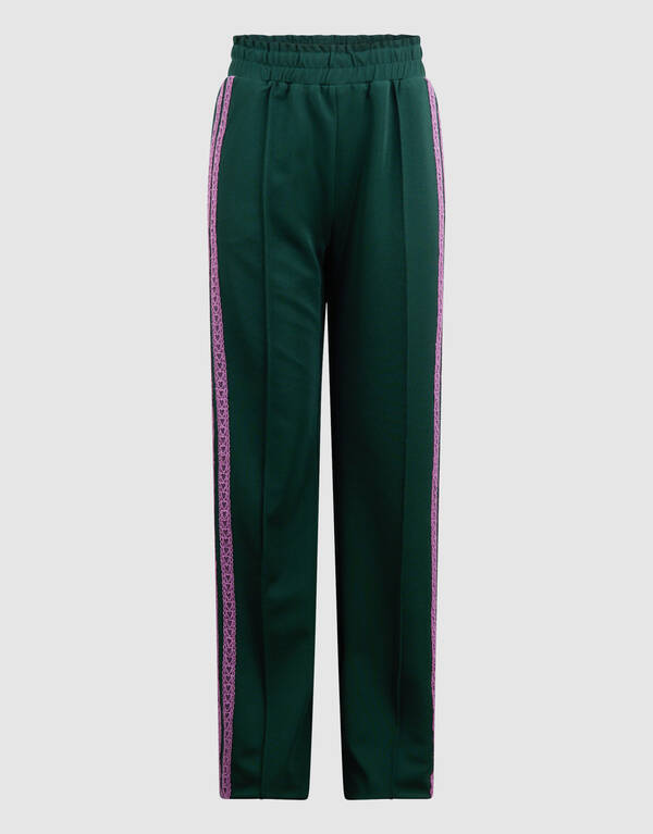 Sporty Wide Leg Broek Donkergroen SHOEBY GIRLS