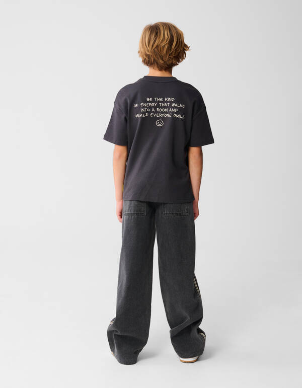 Smiley Artwork T-shirt Donkergrijs SHOEBY BOYS