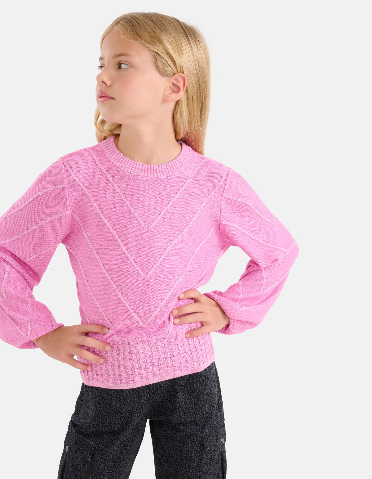 Diagonaal Glitter Trui Roze SHOEBY GIRLS