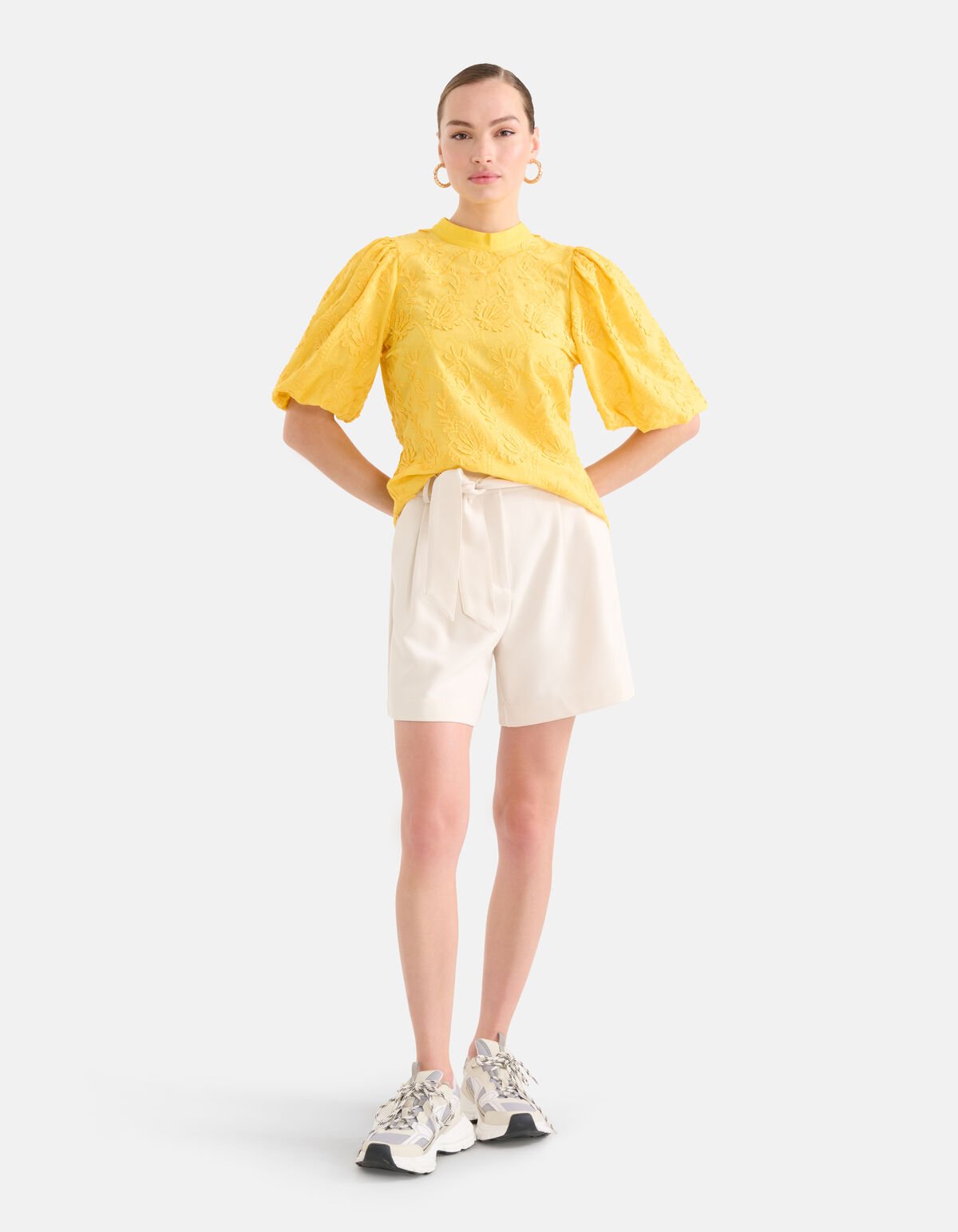 Embroidery Top Geel SHOEBY WOMEN