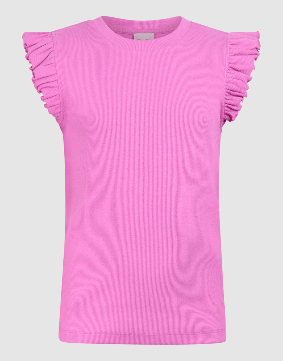 Ruffle Rib Top Roze SHOEBY GIRLS