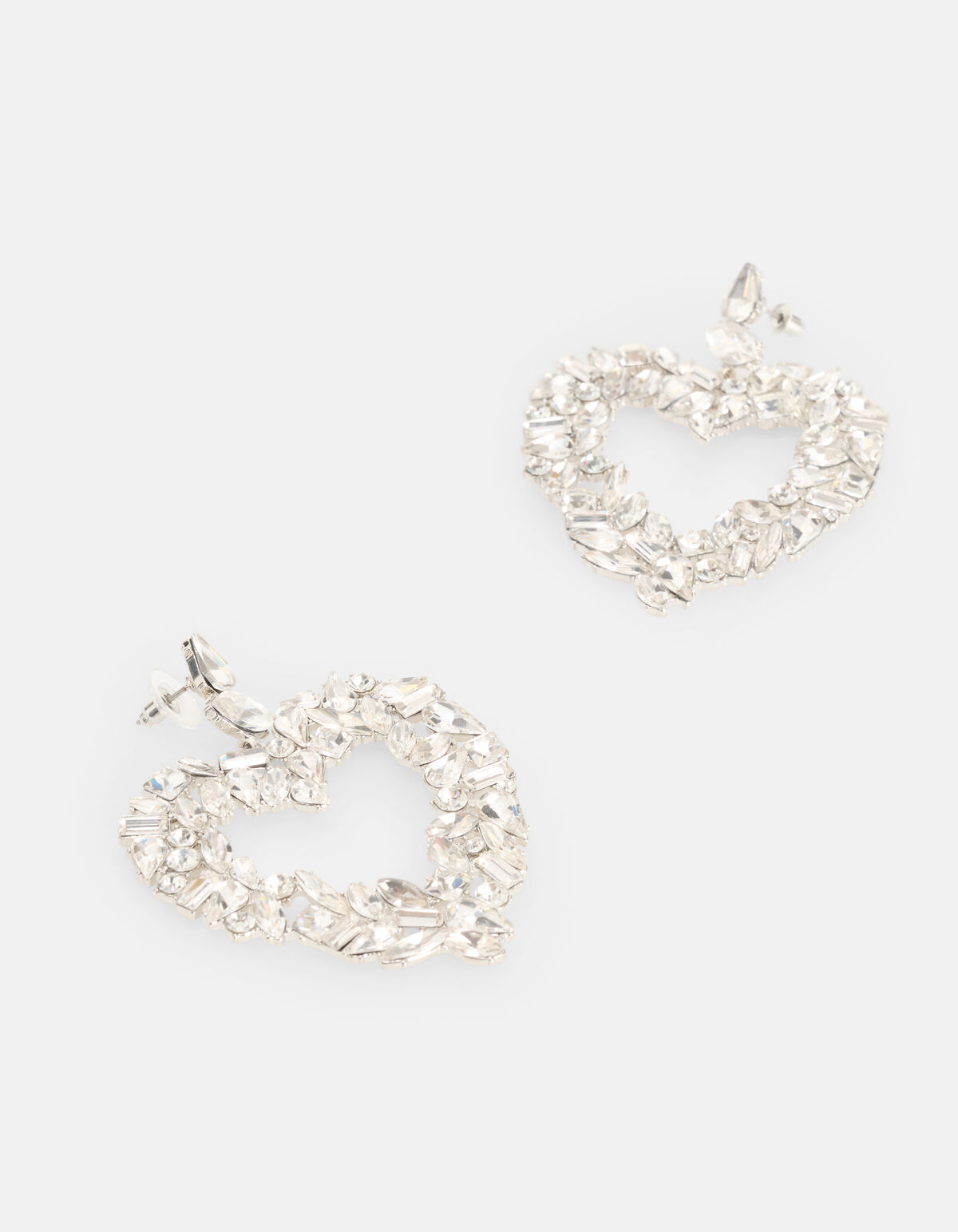 Strass Hartjes Oorbellen Zilver SHOEBY ACCESSOIRES